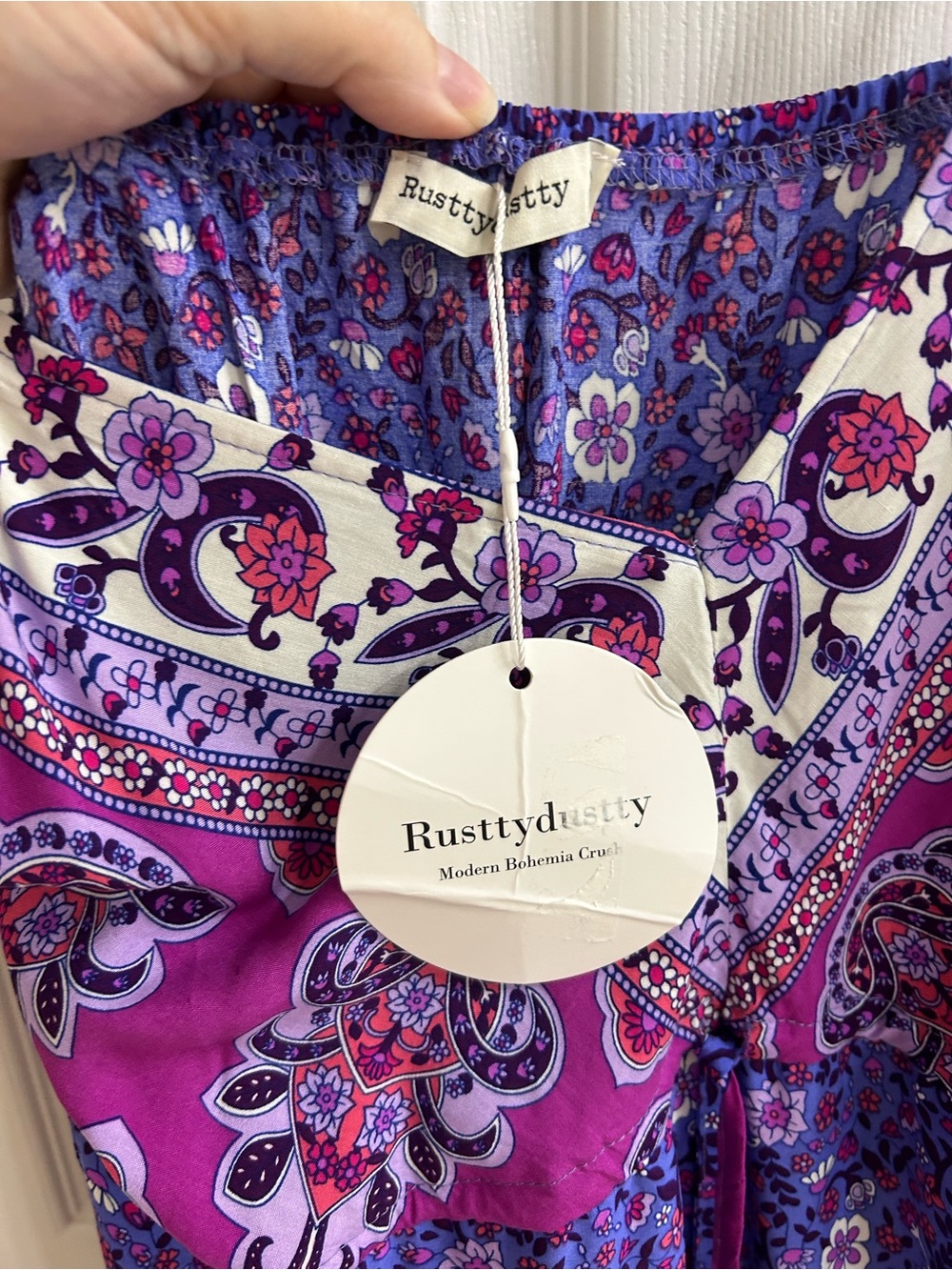 NWT Rusty Dusty Purple Floral Bohemian Maxi Dress XL - Picture 2 of 3